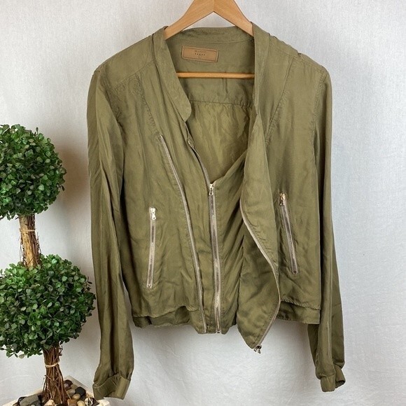 BLANK NYC Brown Zip Up Cropped Style Long Sleeve 89A-9296NO Moto Jacket L - Picture 2 of 7